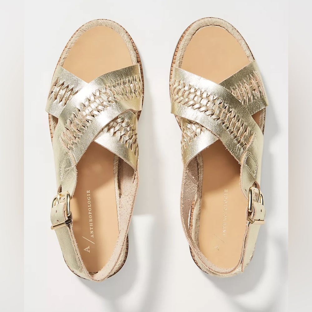 Anthropologie Melora Golden Espadrille Sandals Size 39 / US 9